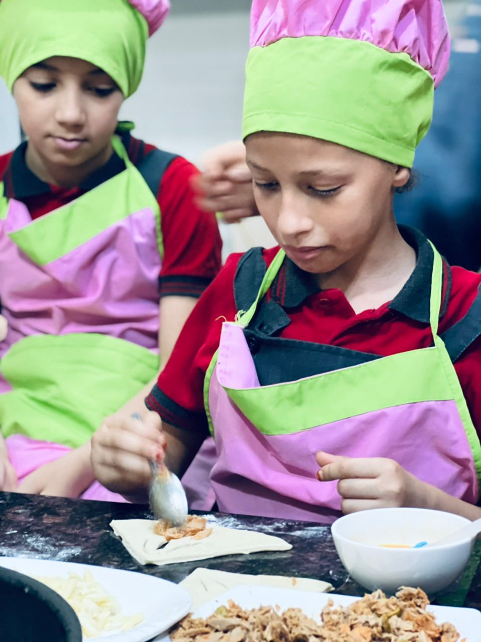 fourth-grade students performing a cooking activity
